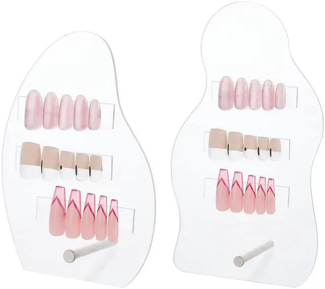 Main image of 2 Sets Nail Art Display Board, 50pcs False Nail Tips Sample Display Acrylic Nail Practice Board Fingernail Display Polish Stands Showing Holder for Nail Art Design Display Manicure Tool
