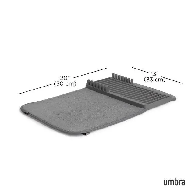 Alt view image 3 of 7 - Udry Dish Rack and Microfiber Drying Mat Space-Saving Design Folds Up for Easy Storage, Mini Rack, Gray
