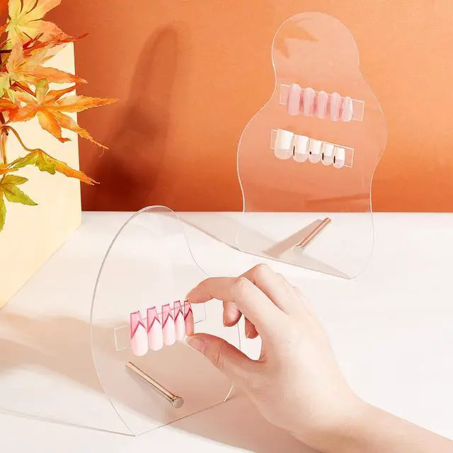 Alt view image 2 of 7 - 2 Sets Nail Art Display Board, 50pcs False Nail Tips Sample Display Acrylic Nail Practice Board Fingernail Display Polish Stands Showing Holder for Nail Art Design Display Manicure Tool