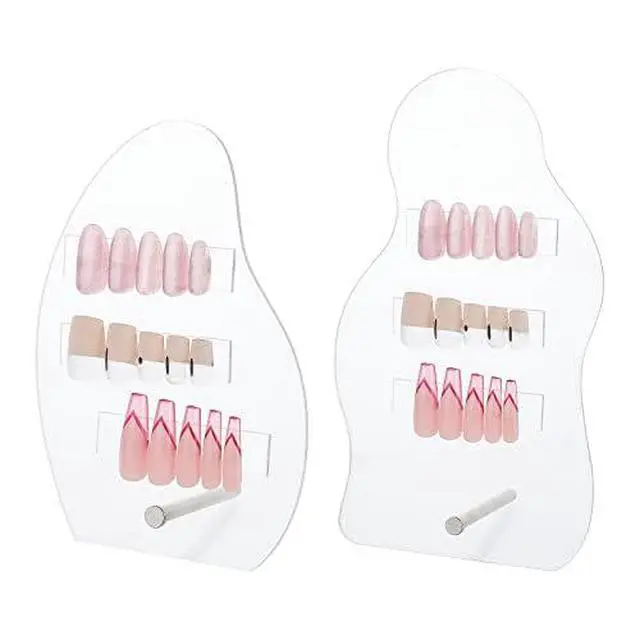 Alt view image 5 of 7 - 2 Sets Nail Art Display Board, 50pcs False Nail Tips Sample Display Acrylic Nail Practice Board Fingernail Display Polish Stands Showing Holder for Nail Art Design Display Manicure Tool