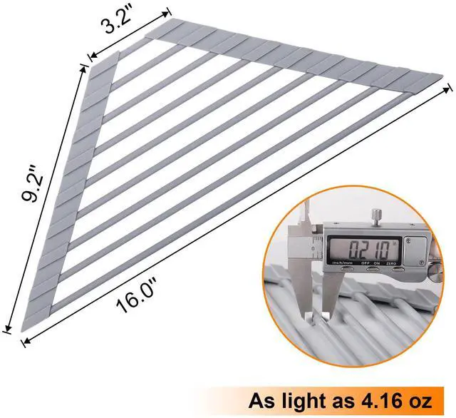 Alt view image 2 of 6 - Triangle Roll Up Dish Drying Rack for Sink Corner, Silicone Wrapped Sponge Holder for Kitchen Sink Caddy Organizer Multipurpose Corner Shelf Drainer Mat for RV Kitchen Sink Accessories Counter Storage