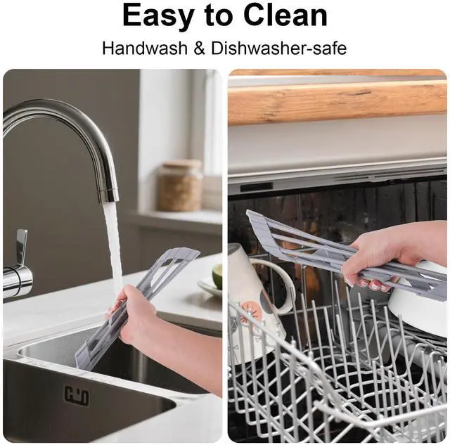 Alt view image 4 of 6 - Triangle Roll Up Dish Drying Rack for Sink Corner, Silicone Wrapped Sponge Holder for Kitchen Sink Caddy Organizer Multipurpose Corner Shelf Drainer Mat for RV Kitchen Sink Accessories Counter Storage