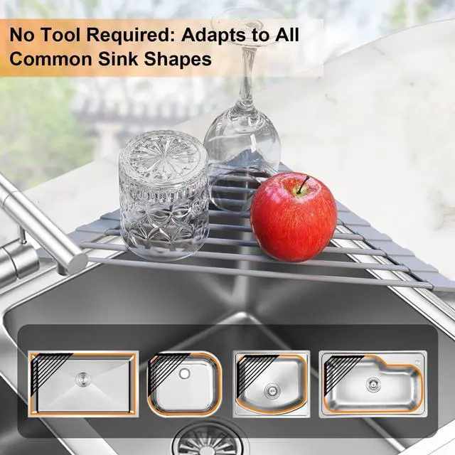 Alt view image 6 of 6 - Triangle Roll Up Dish Drying Rack for Sink Corner, Silicone Wrapped Sponge Holder for Kitchen Sink Caddy Organizer Multipurpose Corner Shelf Drainer Mat for RV Kitchen Sink Accessories Counter Storage