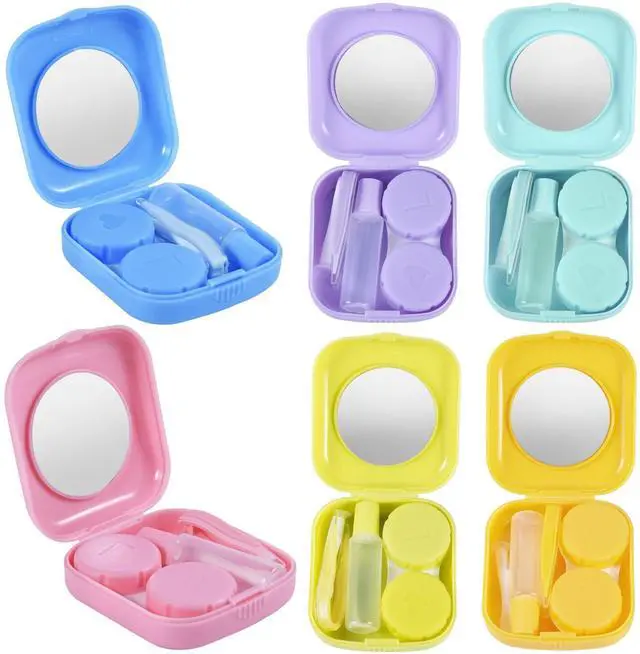 Main image of 6 Pack Colorful Contact Lens Case Travel Kit Contact Box Holder Soak Storage Container with Mirror Bottle Tweezers Stick Remover Tool