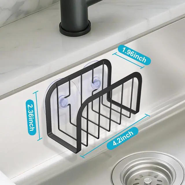 Alt view image 2 of 6 - Sponge Holder for Kitchen Sink,Kitchen Caddy with Sponge Holder,Dish Soap Holder - Black