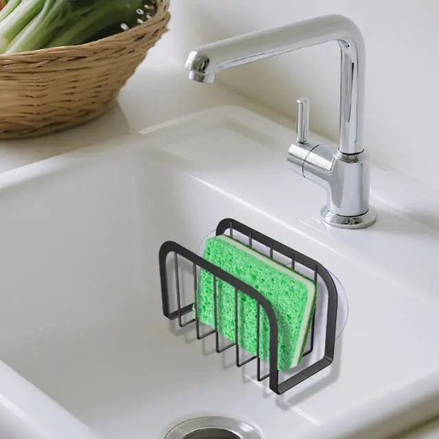 Alt view image 6 of 6 - Sponge Holder for Kitchen Sink,Kitchen Caddy with Sponge Holder,Dish Soap Holder - Black