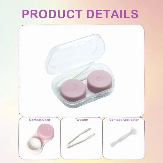 Alt view image 3 of 6 - 8 Pack Cute Contact Lens Case,Portable Eye Contact Case with Applicator Tool and Tweezers Remover Tool Colorful Travel Size Storage Box Solution Soak Storage Kit(Random Color)