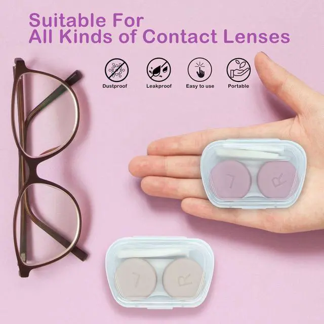 Alt view image 4 of 6 - 8 Pack Cute Contact Lens Case,Portable Eye Contact Case with Applicator Tool and Tweezers Remover Tool Colorful Travel Size Storage Box Solution Soak Storage Kit(Random Color)