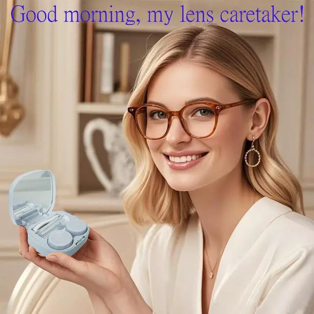 Alt view image 5 of 7 - Contact Lens Case Kit with Cleaner Washer, Contact Lenses Applicator Removal Tool Kit with Mirror Solution Bottle for Daily and Outdoor Use(Blue)