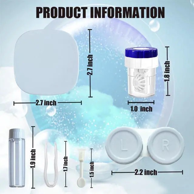 Alt view image 6 of 7 - Contact Lens Case Kit with Cleaner Washer, Contact Lenses Applicator Removal Tool Kit with Mirror Solution Bottle for Daily and Outdoor Use(Blue)