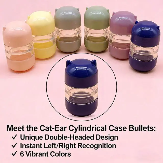 Alt view image 2 of 6 - Cylindrical Double-Headed Contact Lens Case, 6 Colors Portable Travel Holder