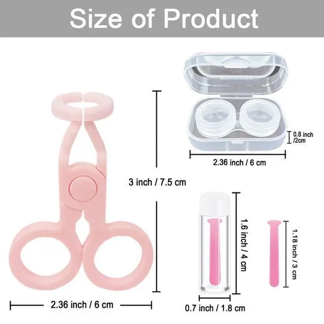 Alt view image 5 of 7 - Color Contact Lenses Wearing Aids Kits Contact Lens Remover and Insertion Tool Set Contact Lens Case and Contact Lens Applicator Tool Plunger Suction Cup Tweezers Storage Tray