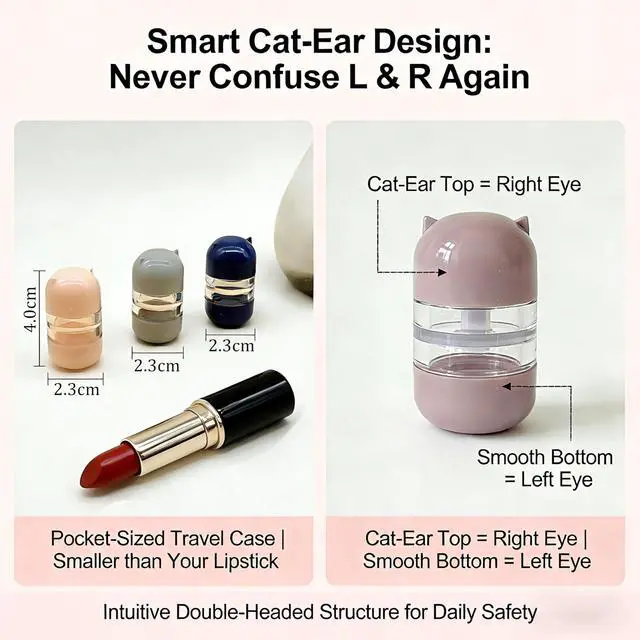Alt view image 3 of 6 - Cylindrical Double-Headed Contact Lens Case, 6 Colors Portable Travel Holder