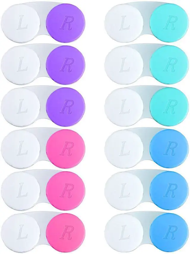 Main image of 12PCS Contact Lens Case, Colorful Contact Lens Box Left/Right Eyes Holder Container, Outdoor Mini Contact Lens Soak Storage Kit for Travel&Home.