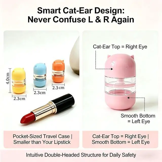 Alt view image 3 of 6 - Cylindrical Double-Headed Contact Lens Case, 6 Colors Portable Travel Holder