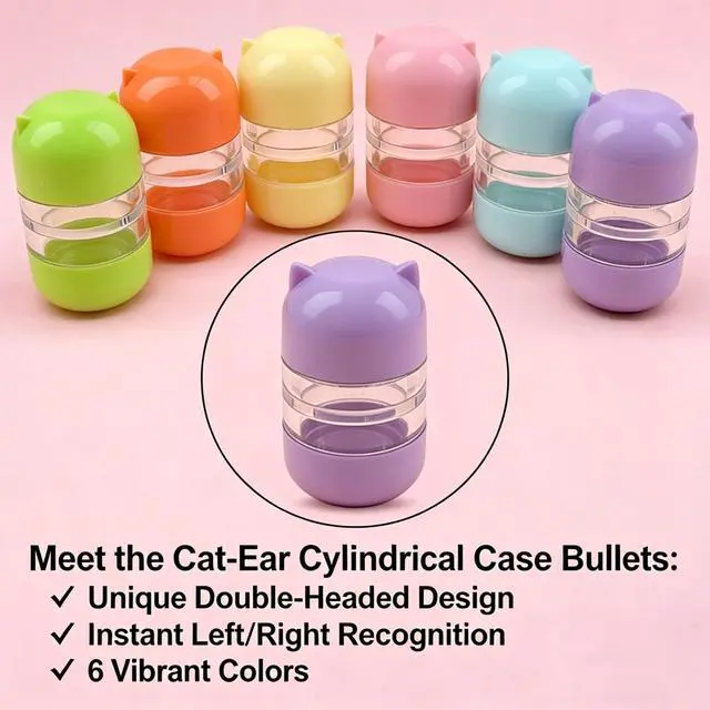 Alt view image 2 of 6 - Cylindrical Double-Headed Contact Lens Case, 6 Colors Portable Travel Holder