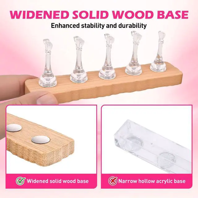 Alt view image 3 of 7 - Nail Stand for Press Ons, Nail Holder for Painting Nails, 2 Set Press on Nail Holder, 1 Heart Shaped Acrylic Magnetic Fake Nail Stands for Nail Art Display Home Salon DIY Supplies