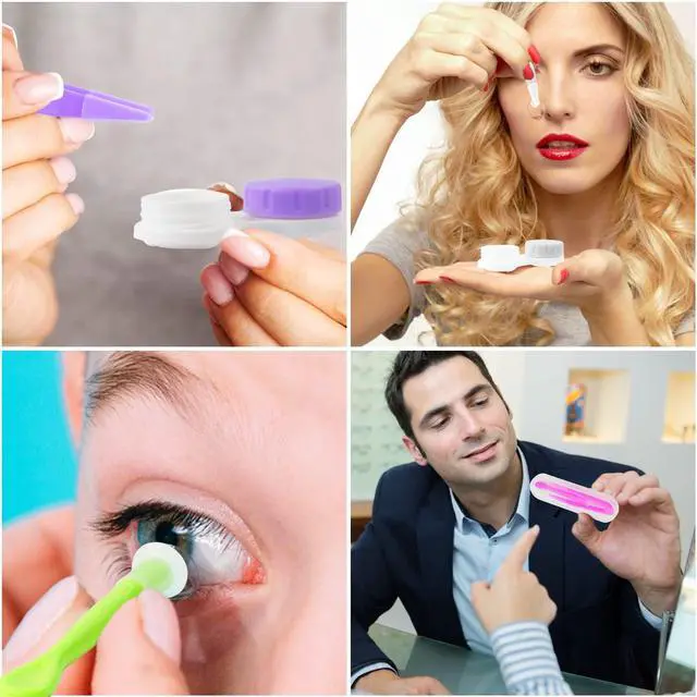 Alt view image 5 of 7 - 10 Pack Colorful Contact Lens Remover and Inserter Tool Case Set, Portable Tweezers with Soft Tip, Applicator for Soft Hard Contact Lenses