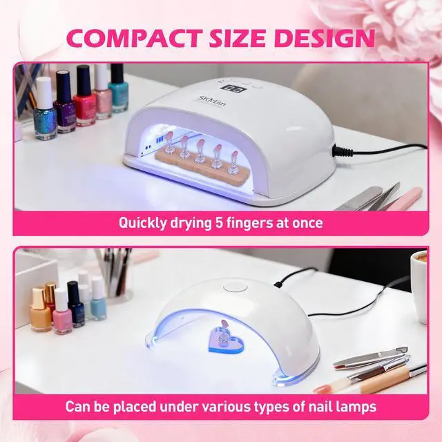 Alt view image 6 of 7 - Nail Stand for Press Ons, Nail Holder for Painting Nails, 2 Set Press on Nail Holder, 1 Heart Shaped Acrylic Magnetic Fake Nail Stands for Nail Art Display Home Salon DIY Supplies