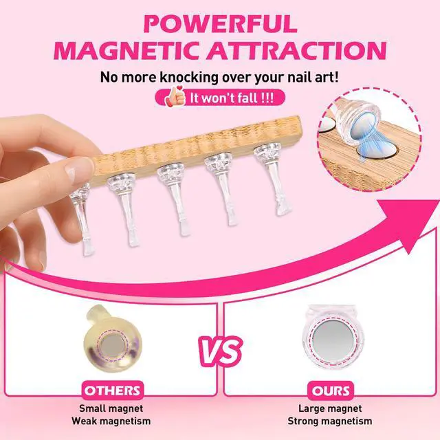 Alt view image 2 of 7 - Nail Stand for Press Ons, Nail Holder for Painting Nails, 2 Set Press on Nail Holder, 1 Heart Shaped Acrylic Magnetic Fake Nail Stands for Nail Art Display Home Salon DIY Supplies