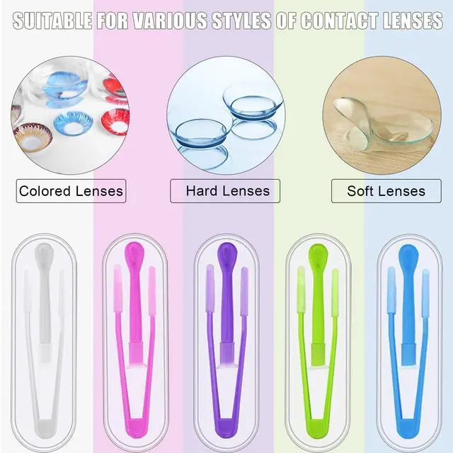 Alt view image 4 of 7 - 10 Pack Colorful Contact Lens Remover and Inserter Tool Case Set, Portable Tweezers with Soft Tip, Applicator for Soft Hard Contact Lenses