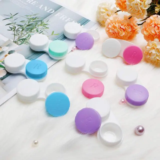 Alt view image 5 of 7 - 12PCS Contact Lens Case, Colorful Contact Lens Box Left/Right Eyes Holder Container, Outdoor Mini Contact Lens Soak Storage Kit for Travel&Home.