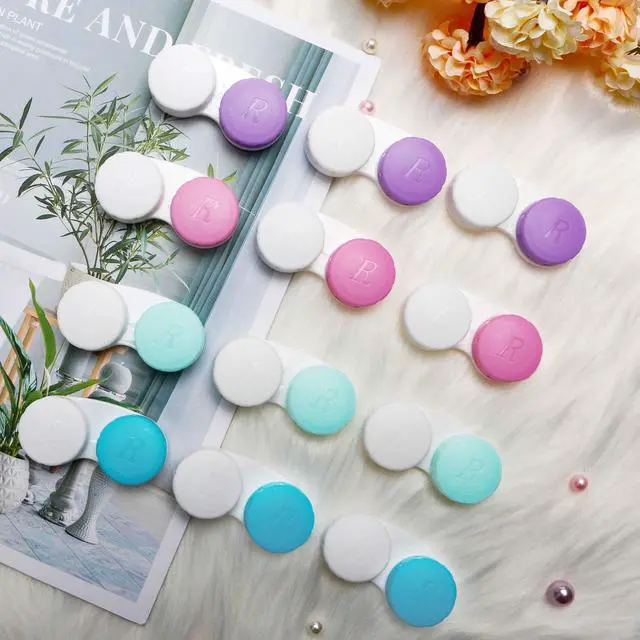 Alt view image 7 of 7 - 12PCS Contact Lens Case, Colorful Contact Lens Box Left/Right Eyes Holder Container, Outdoor Mini Contact Lens Soak Storage Kit for Travel&Home.