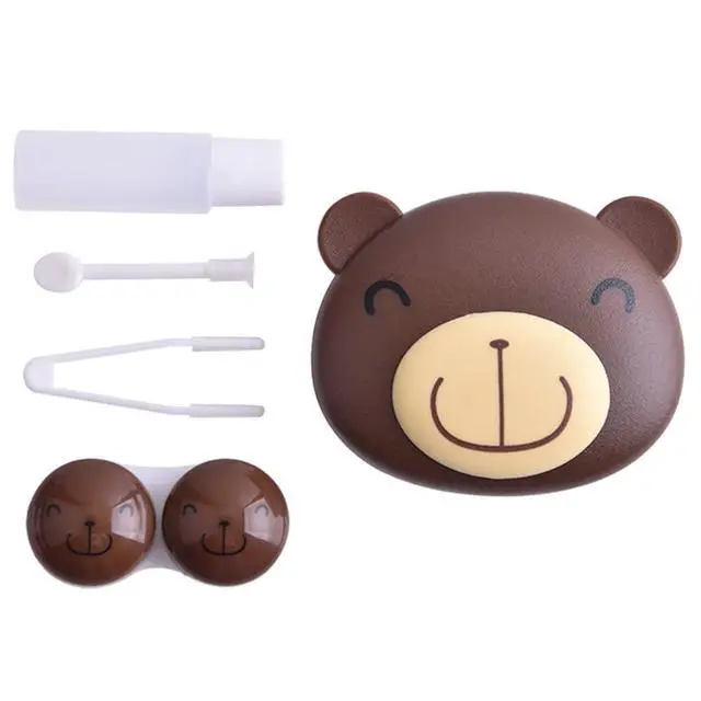 Alt view image 3 of 7 - 2 Pcs Pink Pig Contact Lens Case Travel Kit, Cute Portable Panda Bear Animal Contact Lens Box Holder Soak Storage Container with Mirror Bottle Tweezers Stick Remover Tool(Random 2 Style)