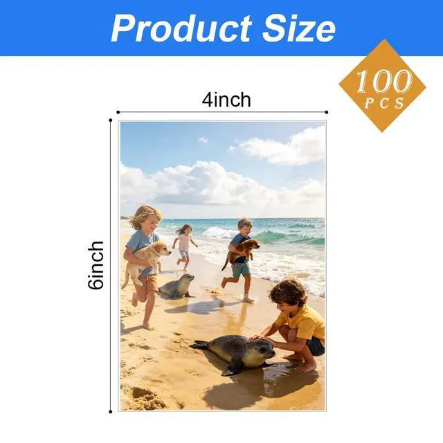 Alt view image 2 of 7 - 4x6 Photo Sleeves 100Pcs - Top Loading Picture Sleeves, Acid-Free & Crystal Clear, Heavy Duty Transparent Plastic Sleeves for Photos, Postcards and Recipe Card Storage