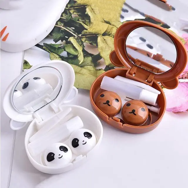 Alt view image 5 of 7 - 2 Pcs Pink Pig Contact Lens Case Travel Kit, Cute Portable Panda Bear Animal Contact Lens Box Holder Soak Storage Container with Mirror Bottle Tweezers Stick Remover Tool(Random 2 Style)