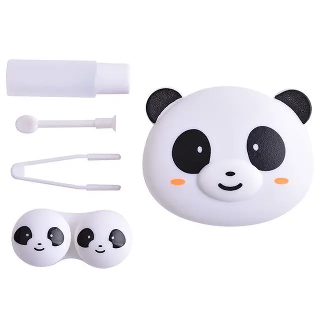 Alt view image 6 of 7 - 2 Pcs Pink Pig Contact Lens Case Travel Kit, Cute Portable Panda Bear Animal Contact Lens Box Holder Soak Storage Container with Mirror Bottle Tweezers Stick Remover Tool(Random 2 Style)