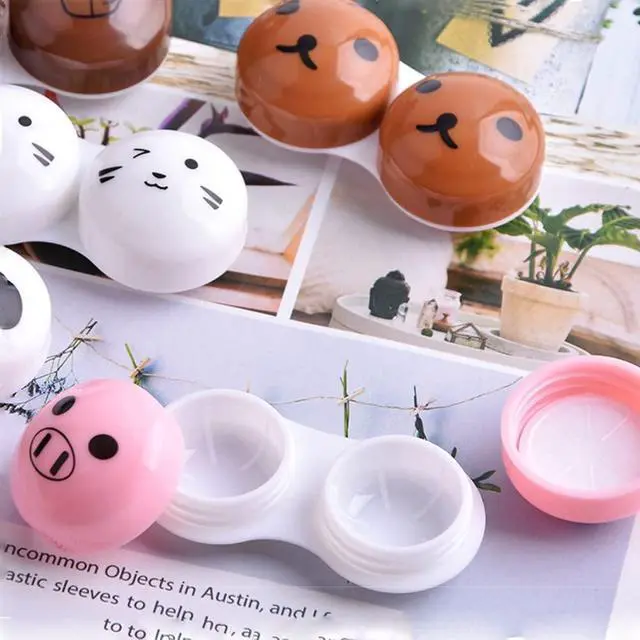 Alt view image 7 of 7 - 2 Pcs Pink Pig Contact Lens Case Travel Kit, Cute Portable Panda Bear Animal Contact Lens Box Holder Soak Storage Container with Mirror Bottle Tweezers Stick Remover Tool(Random 2 Style)