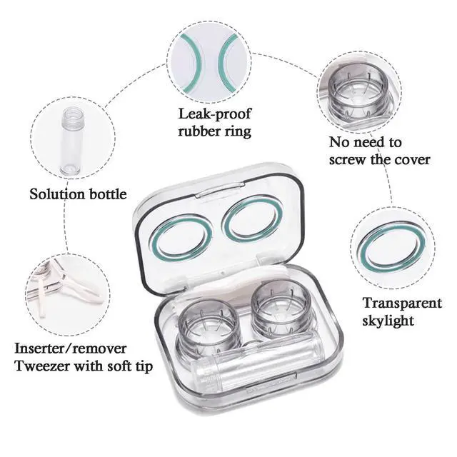 Alt view image 2 of 7 - Contact Lens Case, Travel Size Flip Top Cute Contact Lenses Applicator Remover Tool Kit with Solution Bottle for Daily Outdoor (4 Pack)