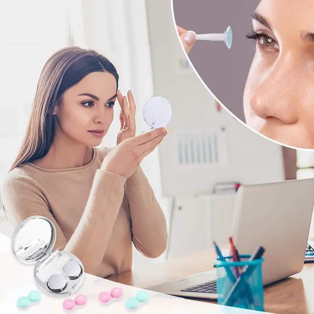 Alt view image 6 of 7 - Cute Contact Lens Case Portable Travel Box with Mirror Tweezers Remover Tool Solution Bottle for Office and Outdoor