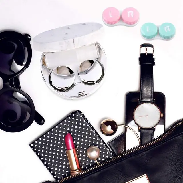 Alt view image 7 of 7 - Cute Contact Lens Case Portable Travel Box with Mirror Tweezers Remover Tool Solution Bottle for Office and Outdoor