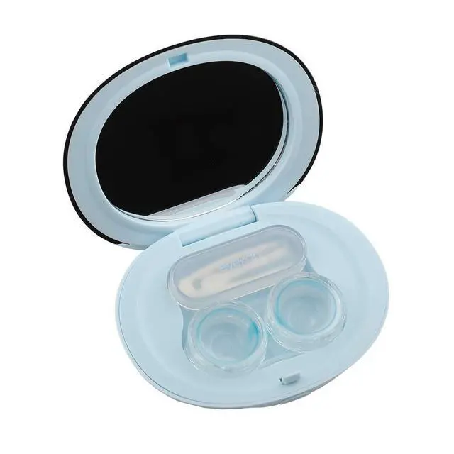 Alt view image 2 of 4 - Contact Lens Case-Cute Travel Kit with Mirror and Tweezers (Sky Blue)