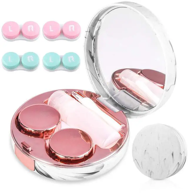Main image of Cute Contact Lens Case Portable Travel Box with Mirror Tweezers Remover Tool Solution Bottle for Office and Outdoor