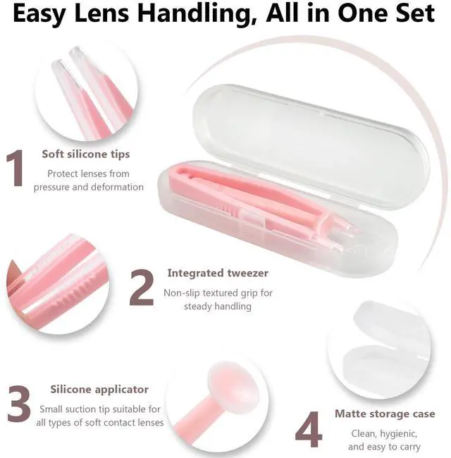 Alt view image 2 of 7 - Portable Colorful Contact Lens Applicator & Remover Tool Set Soft-Tip Tweezer Kit with Case for Hard & Soft Lenses(12 Pack)