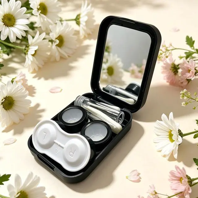 Alt view image 3 of 7 - Contact Lens Case, Travel Size Cute Colored Contact Lenses Applicator Remover Tool Kit with Mirror Solution Bottle for Daily Outdoor