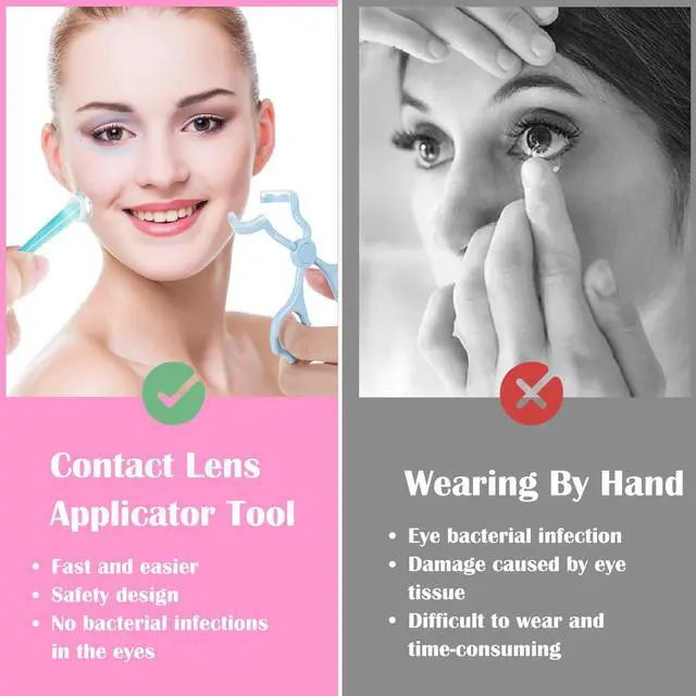 Alt view image 4 of 7 - Contact Lens Applicator Tool,Contact Helper Insert/Remover,Applicator Tools Set with Eye Opener for Contacts, Tweezers, Soft Contacts Tool Remover and Inserter, Case