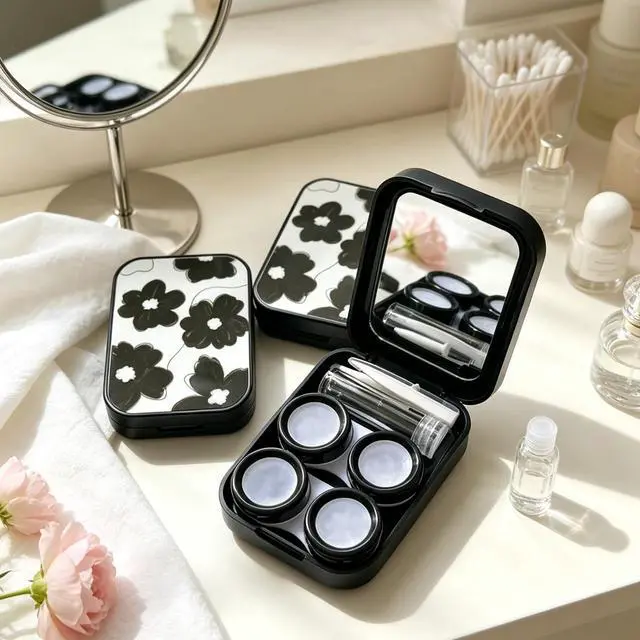 Alt view image 4 of 7 - Contact Lens Case, Travel Size Cute Colored Contact Lenses Applicator Remover Tool Kit with Mirror Solution Bottle for Daily Outdoor