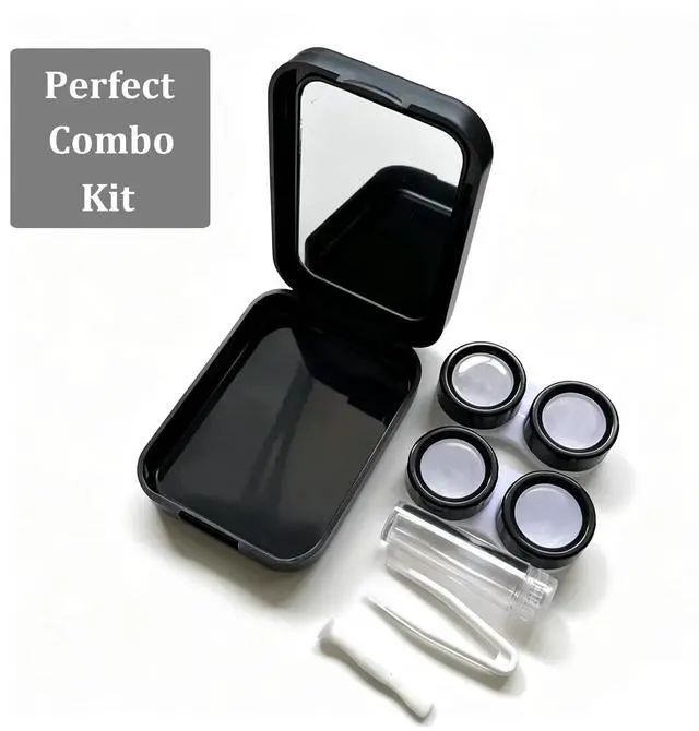 Alt view image 6 of 7 - Contact Lens Case, Travel Size Cute Colored Contact Lenses Applicator Remover Tool Kit with Mirror Solution Bottle for Daily Outdoor