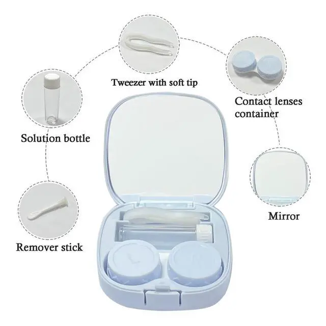 Alt view image 2 of 7 - Contact Lens Case Travel Kit, Leakproof Cute Contact Lenses Applicator Remover Tool with Mirror Solution Bottle for Daily Outdoor (2 Pack)