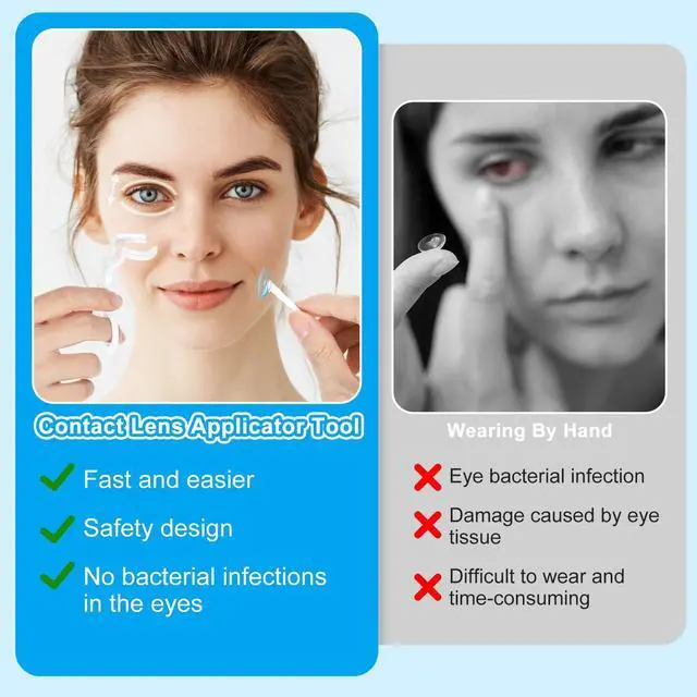 Alt view image 4 of 7 - Contact Lenses Applicator Tool Set, Contact Lens Applicator Tool with Eye Opener for Contacts, Contact Helper Insert/Remover, Tweezers, Soft Contact Lens Applicator Tool and Case