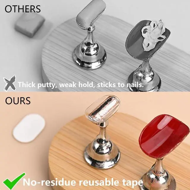 Alt view image 5 of 6 - Nail Stand for Press On Nails Art Display Practice, Non-mangnetic Acrylic Stand Holder for Practice Tips with 200pcs Clear Reusable Adhesive, Beginner Nails Arts Kit Accessories DIY Tool