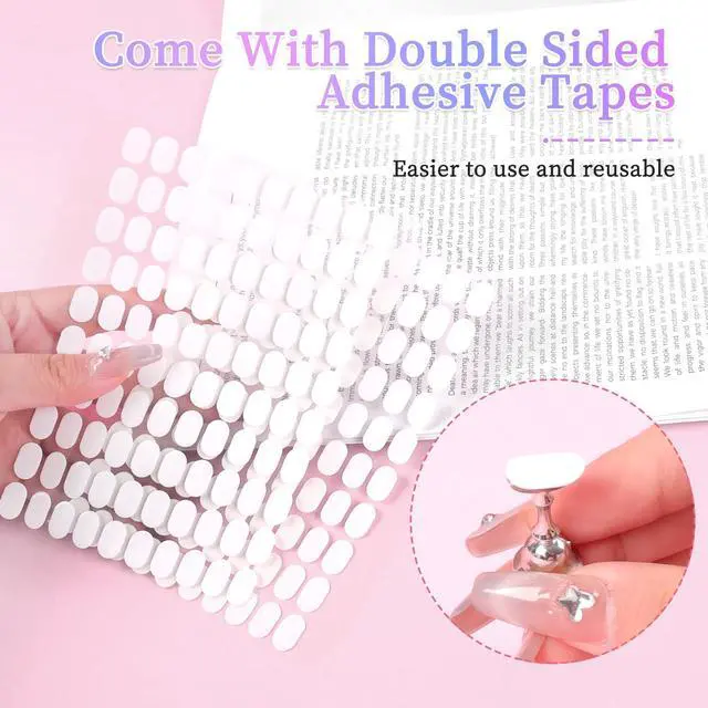Alt view image 5 of 7 - Nail Stand for Press on Nails Display, Magnetic Press on Nail Stand with 200 PCS Reusable Adhesive Tapes, Nail Tips Practice Painting Holder for DIY Nail Art Tools