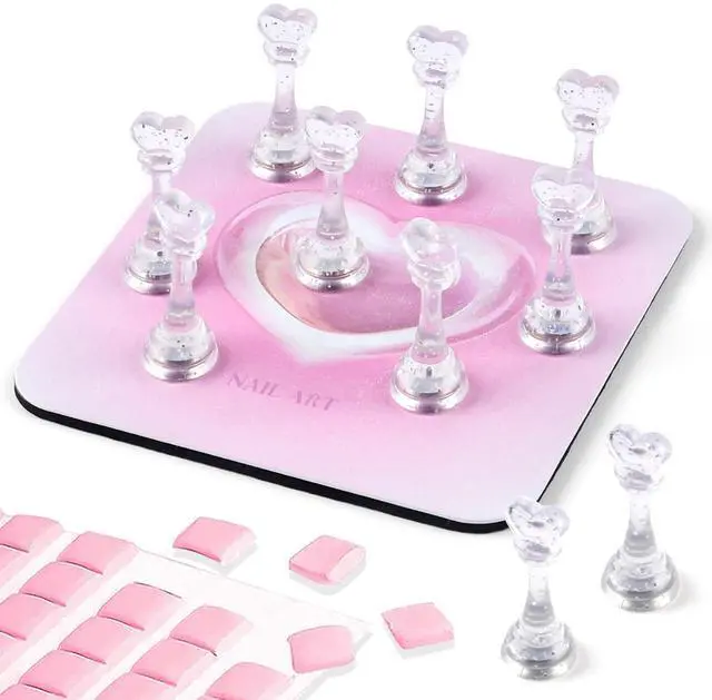 Main image of Nail Stand for Press Ons, Fake Nail Holder for Painting Nails, Super Magnetic Base for Painting Display Holder with Reusable Mounting Tapes for Home DIY Salon Supplies