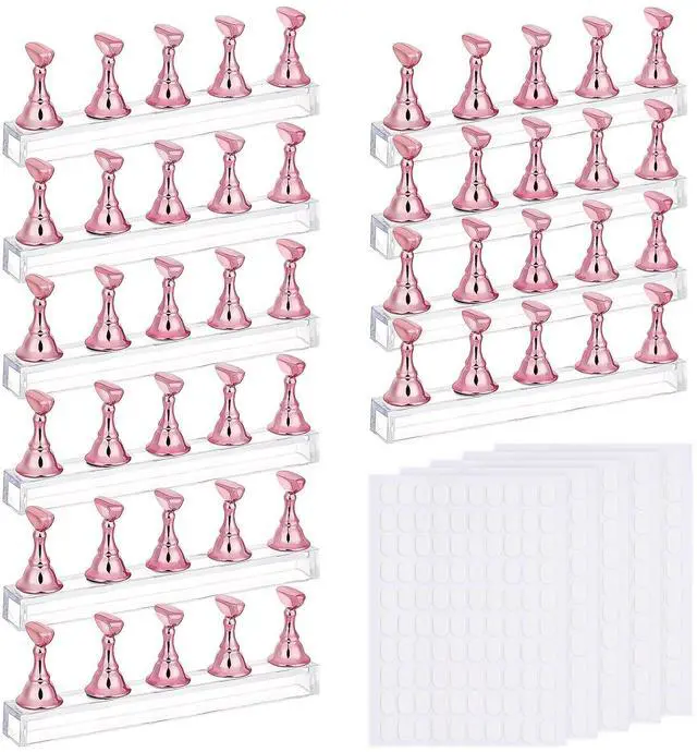 Main image of 2 Pack Nail Stand with Case and 500 PCS Double-Sided Tape, Pink