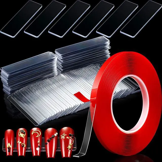Main image of 100 Pieces Nail Design Tips Display Stand Holder with 10 M Double Sided Tape Nail Design Practice Holder and Removable Mounting Tape for Home Wall office Decor