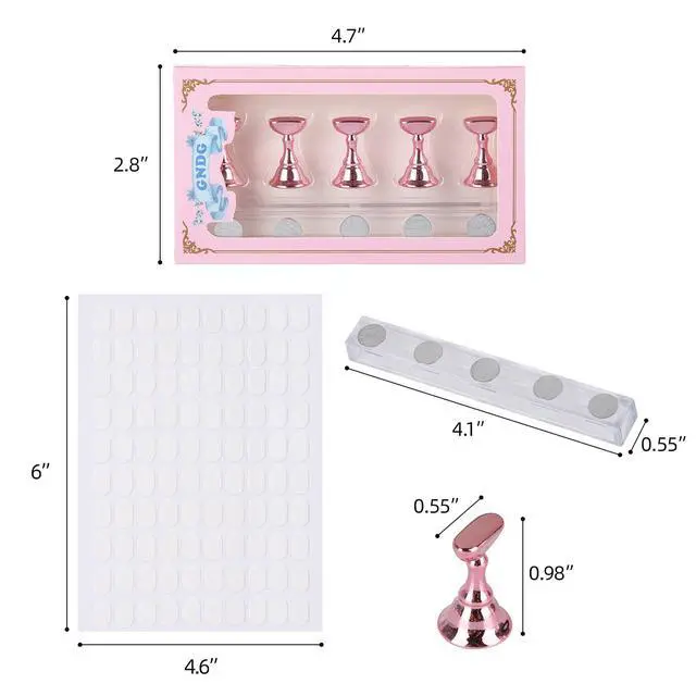 Alt view image 2 of 7 - 2 Pack Nail Stand with Case and 500 PCS Double-Sided Tape, Pink